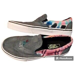 VANS Grateful Dead Slip On Sneakers M 7 W 8.5 Gray Tie-Dye